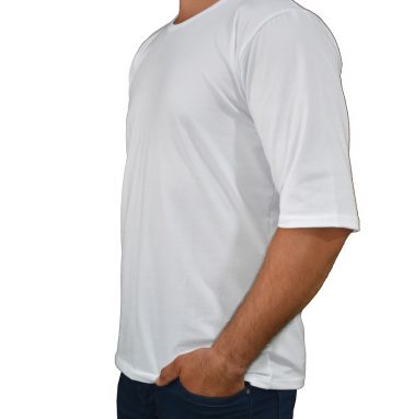 تی شرت اسپان سفید خام مردانه آستین سه ربع کد 268